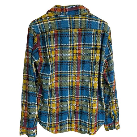 Brooklin Denim Co Heavy Button Up Shirt M/L Rainbow Plaid Fivebrother Cotton - Picture 2 of 10